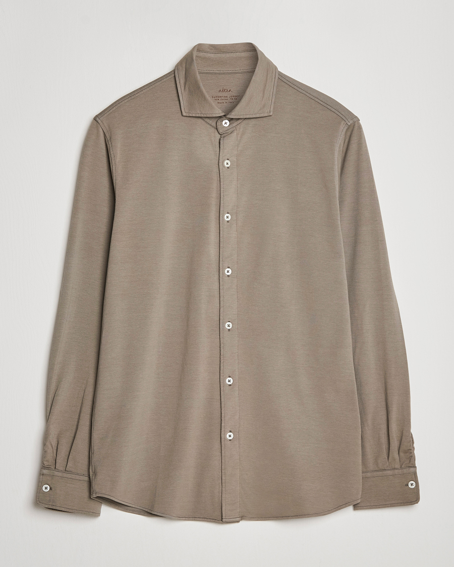 Herr | Skjortor | Altea | Jersey Stretch Shirt Taupe