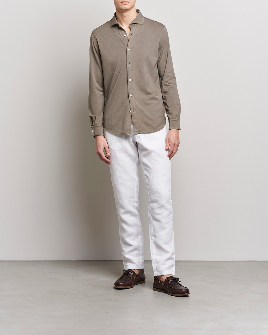 Herr | Skjortor | Altea | Jersey Stretch Shirt Taupe