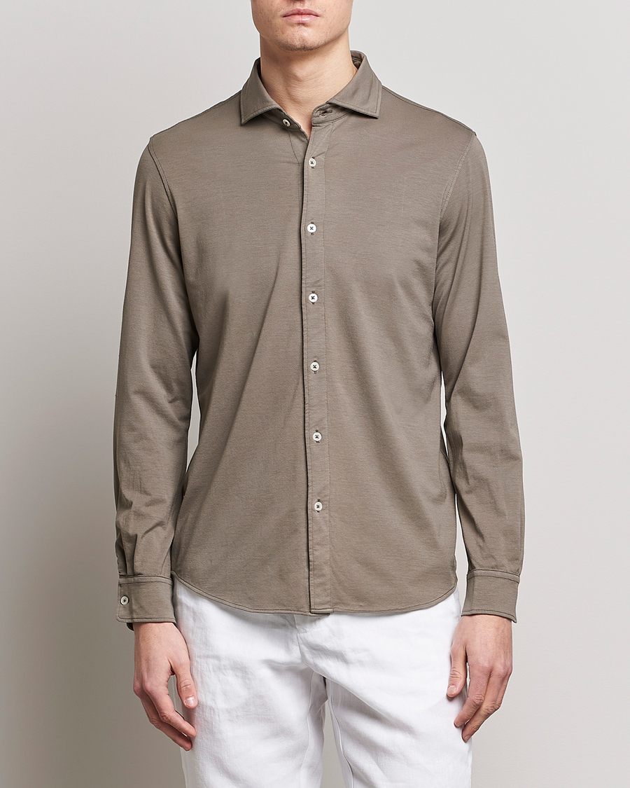 Herr | Skjortor | Altea | Jersey Stretch Shirt Taupe
