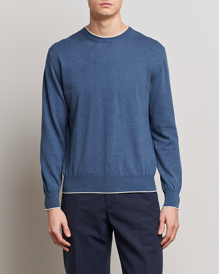 Herr | Tröjor | Altea | Soft Cotton Pullover Blue