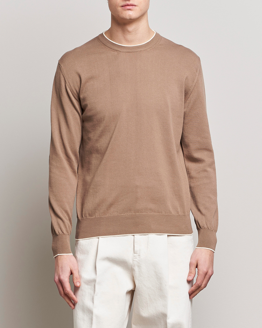 Herr | Tröjor | Altea | Soft Cotton Pullover Beige