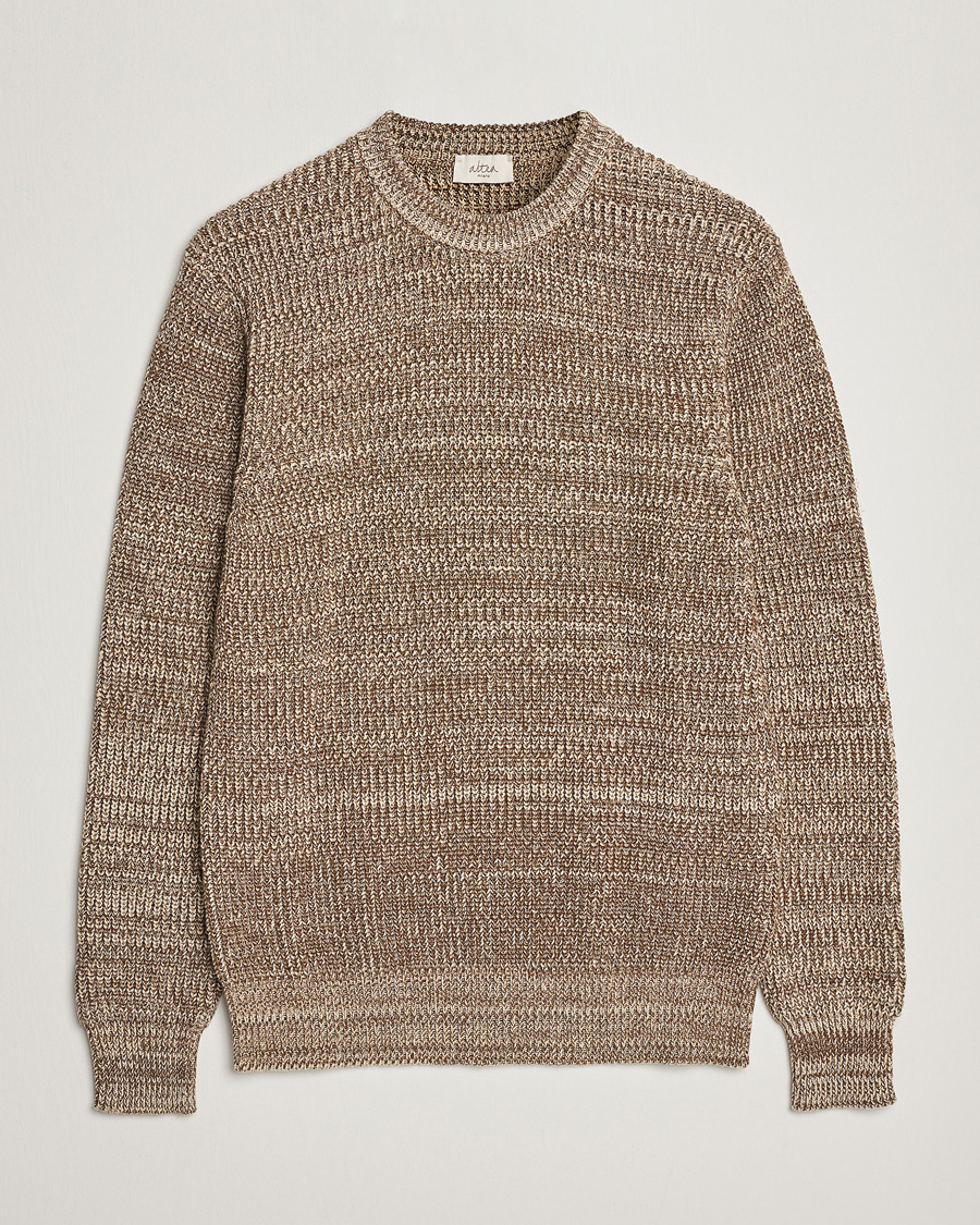 Herr | Tröjor | Altea | Rib Cotton Sweater Brown Melange