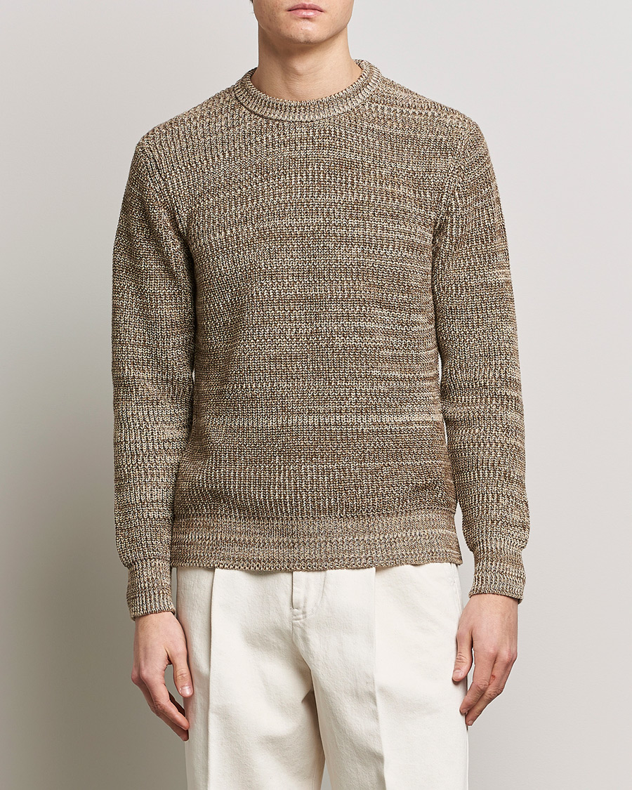Herr | Tröjor | Altea | Rib Cotton Sweater Brown Melange