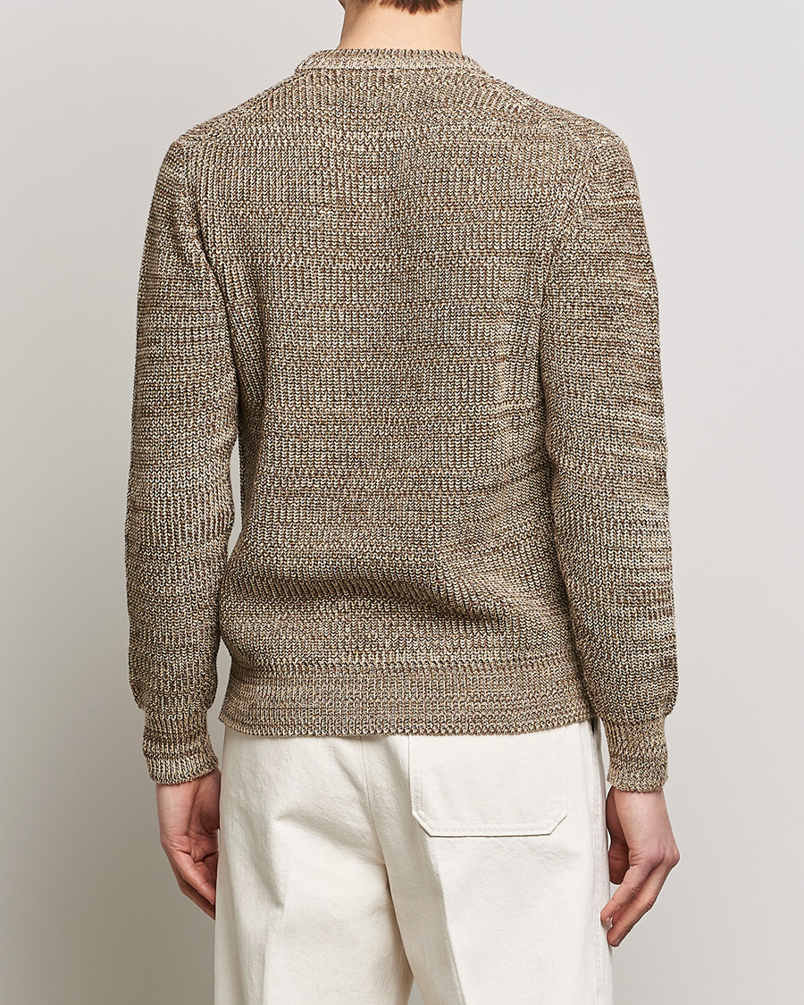 Herr | Tröjor | Altea | Rib Cotton Sweater Brown Melange