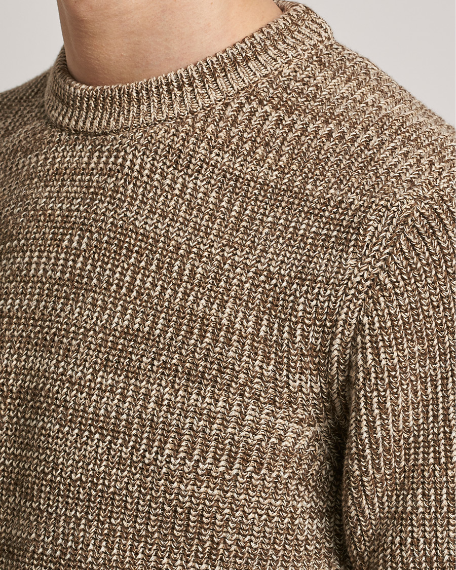 Herr | Tröjor | Altea | Rib Cotton Sweater Brown Melange