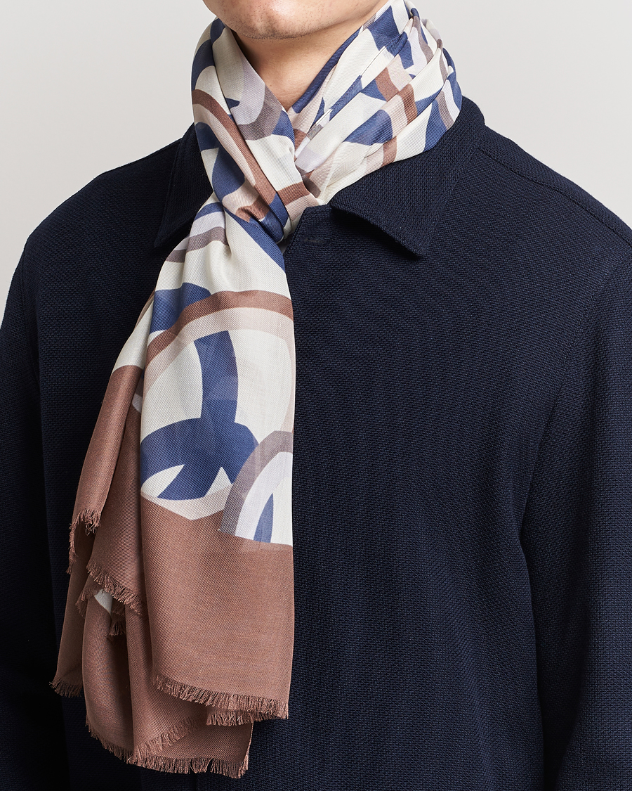 Herr |  | Altea | Printed Scarf Navy/Brown