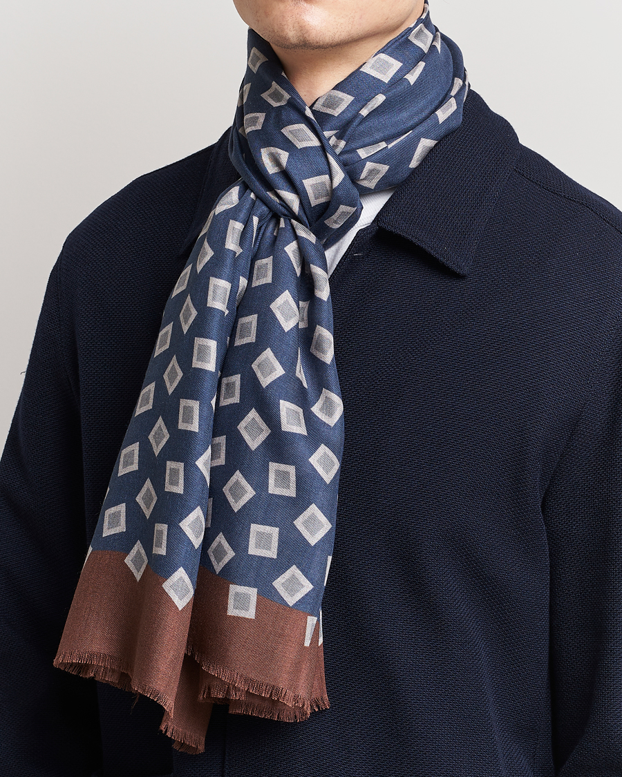 Herr | Altea | Altea | Printed Scarf Navy/Grey