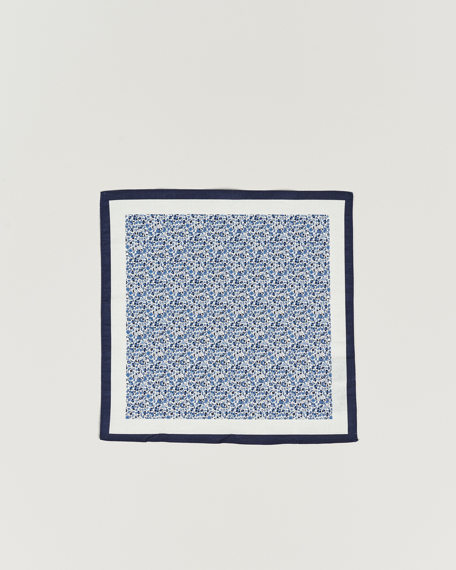 Herr | Amanda Christensen Box Set Printed Linen 8cm Tie With Pocket Square Navy | Amanda Christensen | Box Set Printed Linen 8cm Tie With Pocket Square Navy