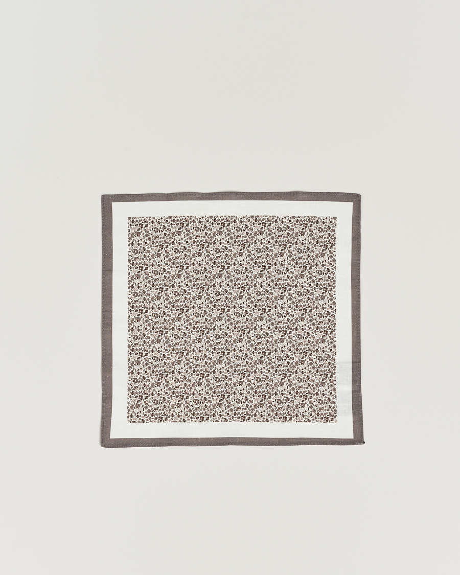 Herr | Amanda Christensen Box Set Printed Linen 8cm Tie With Pocket Square Beige | Amanda Christensen | Box Set Printed Linen 8cm Tie With Pocket Square Beige