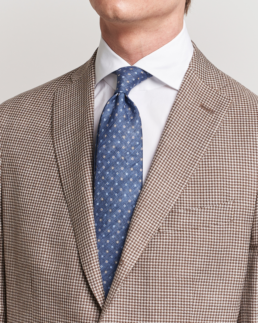 Herr |  | Amanda Christensen | Linen Printed Medallion 8cm Tie Navy