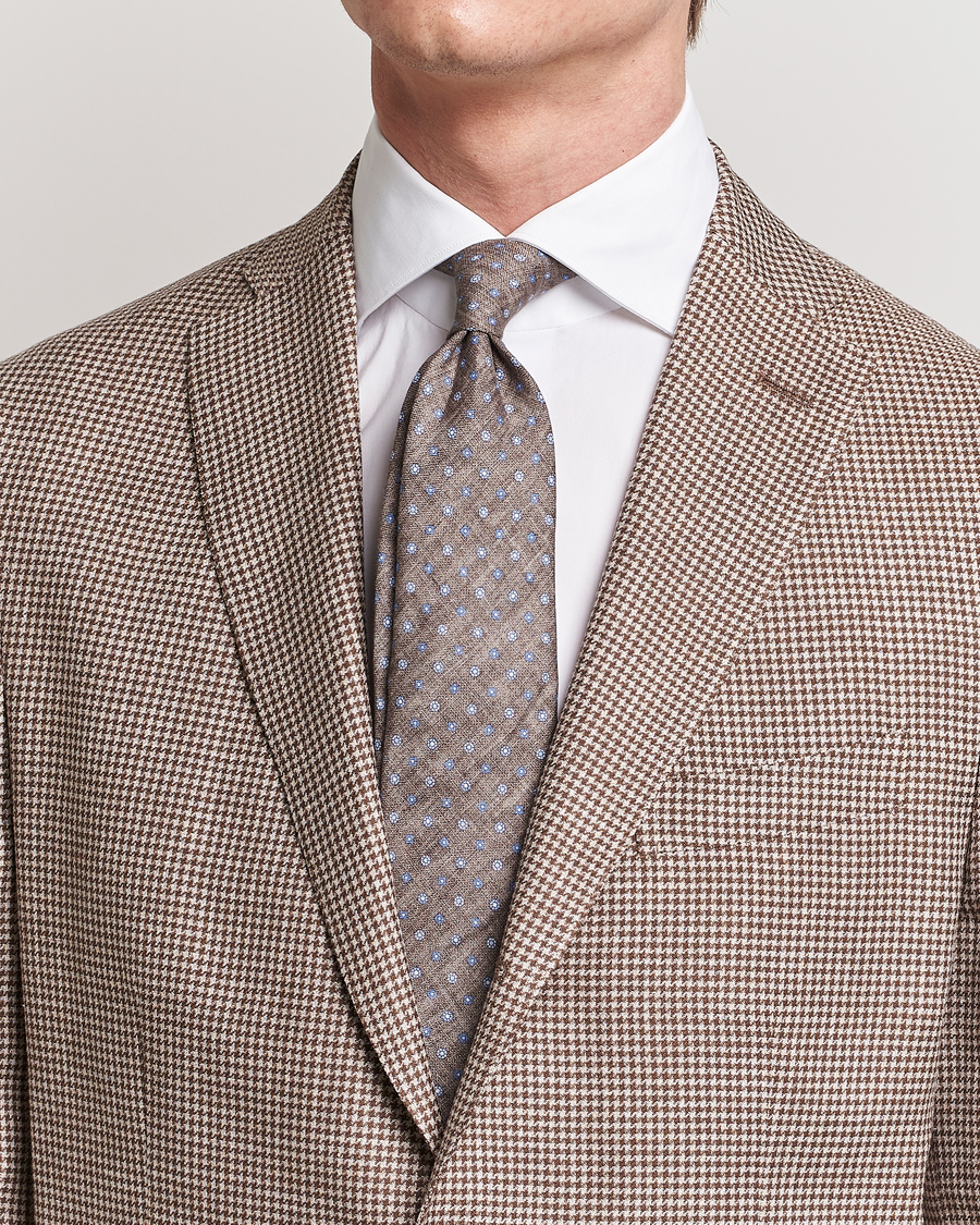 Herr |  | Amanda Christensen | Linen Printed Medallion 8cm Tie Brown