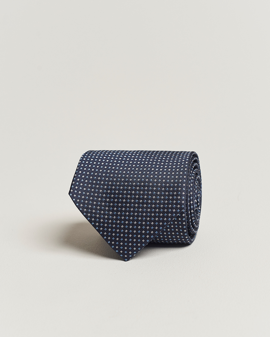 Herr | Amanda Christensen Silk Micro Printed 8cm Tie Navy | Amanda Christensen | Silk Micro Printed 8cm Tie Navy