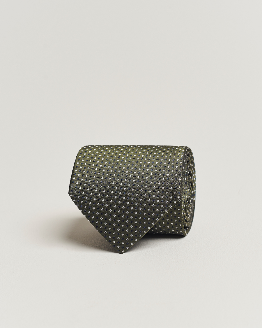 Herr | Amanda Christensen Silk Micro Printed 8cm Tie Olive | Amanda Christensen | Silk Micro Printed 8cm Tie Olive
