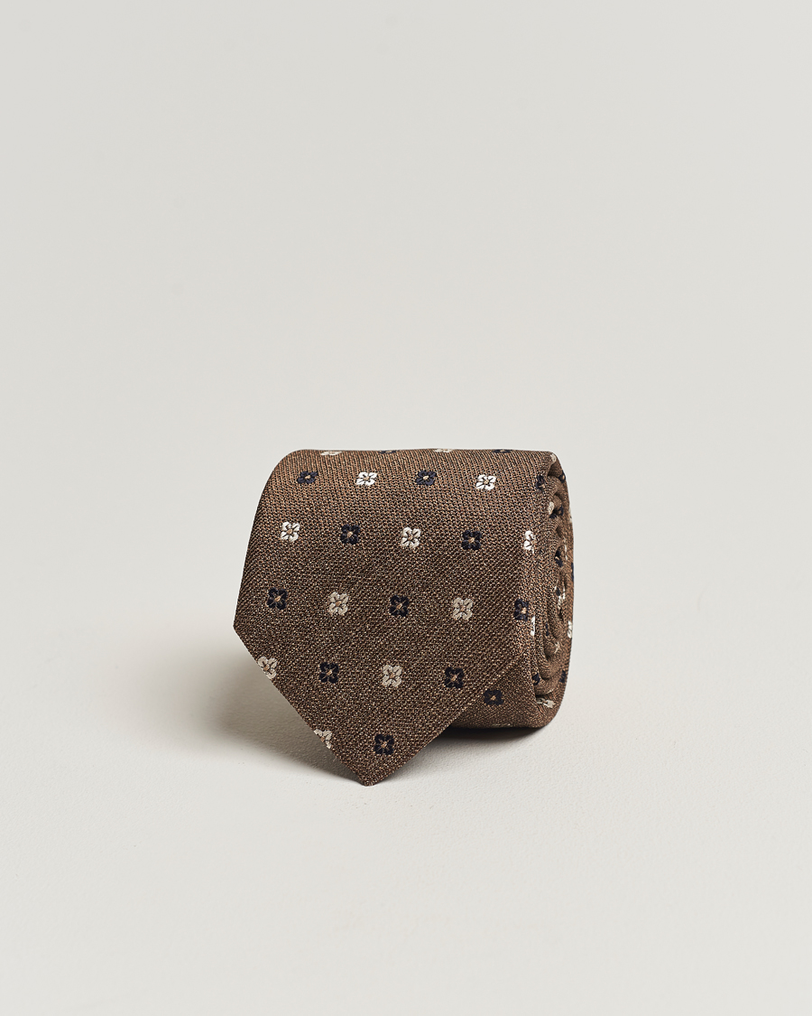 Herr | Amanda Christensen Silk Bouclé Flower 8cm Tie Beige | Amanda Christensen | Silk Bouclé Flower 8cm Tie Beige
