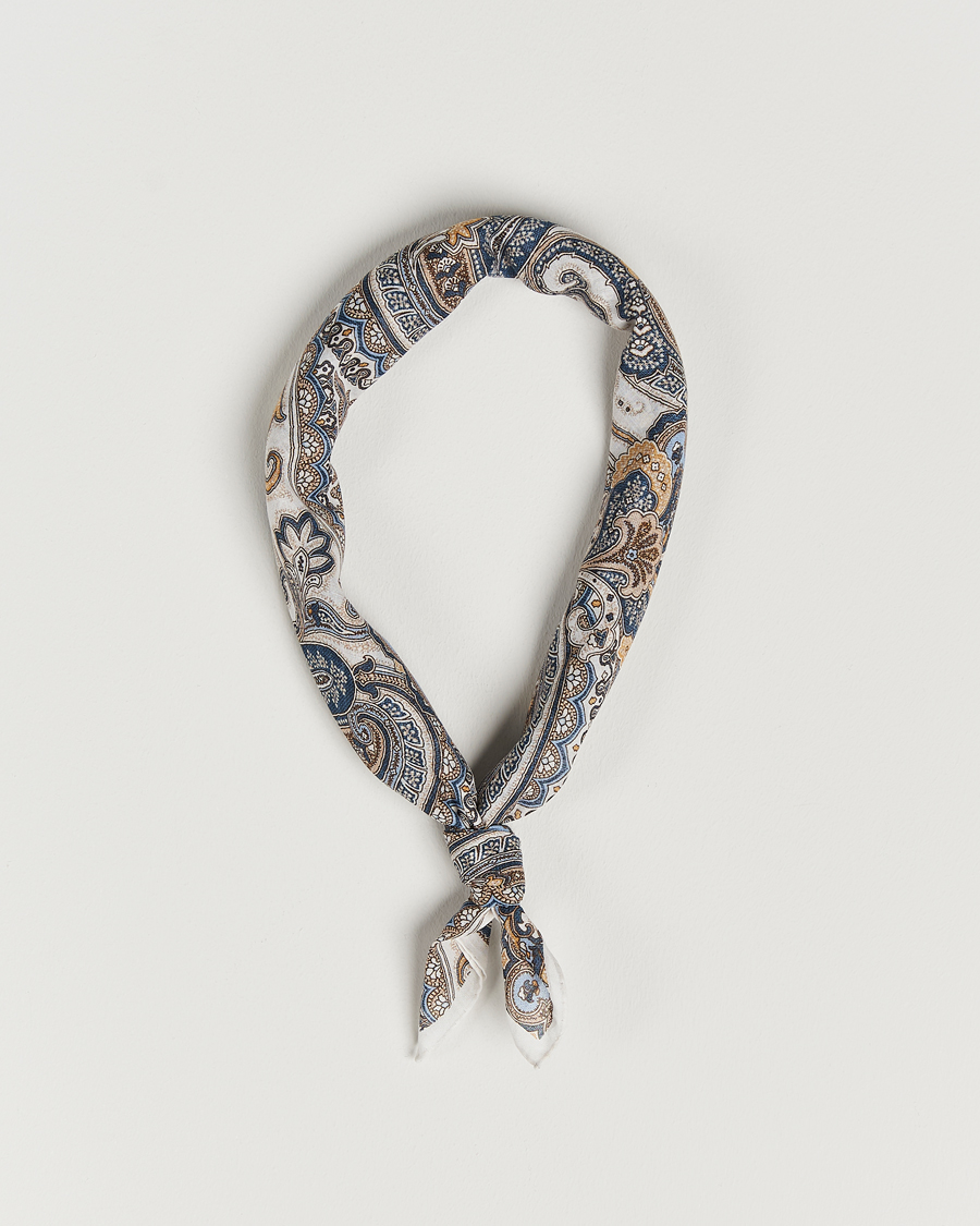 Herr | Amanda Christensen Cotton Voilé Printed Large Paisley Bandana White | Amanda Christensen | Cotton Voilé Printed Large Paisley Bandana White