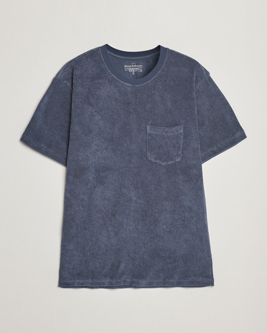 Herr | T-Shirts | Bread & Boxers | Terry Crew Neck T-Shirt Smoky Blue