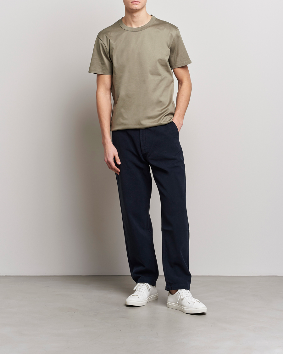 Herr | T-Shirts | Bread & Boxers | Heavy Pima Cotton Crew Neck T-Shirt Sage Green