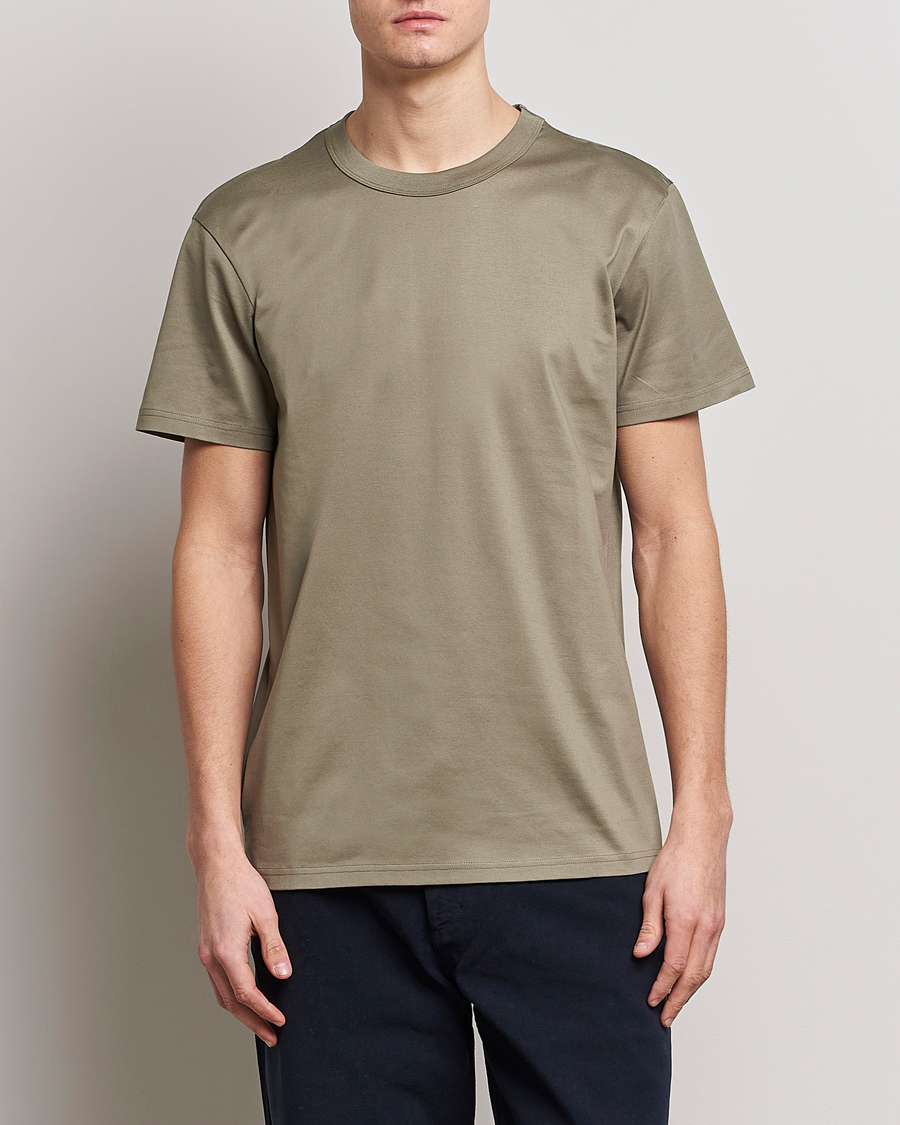 Herr | T-Shirts | Bread & Boxers | Heavy Pima Cotton Crew Neck T-Shirt Sage Green