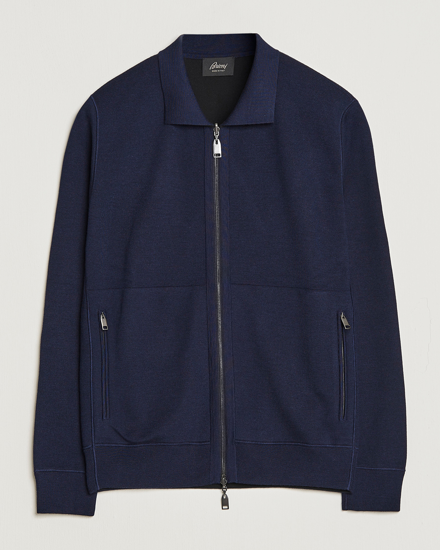 Herr | Tröjor | Brioni | Cashmere/Silk Zip Cardigan Navy
