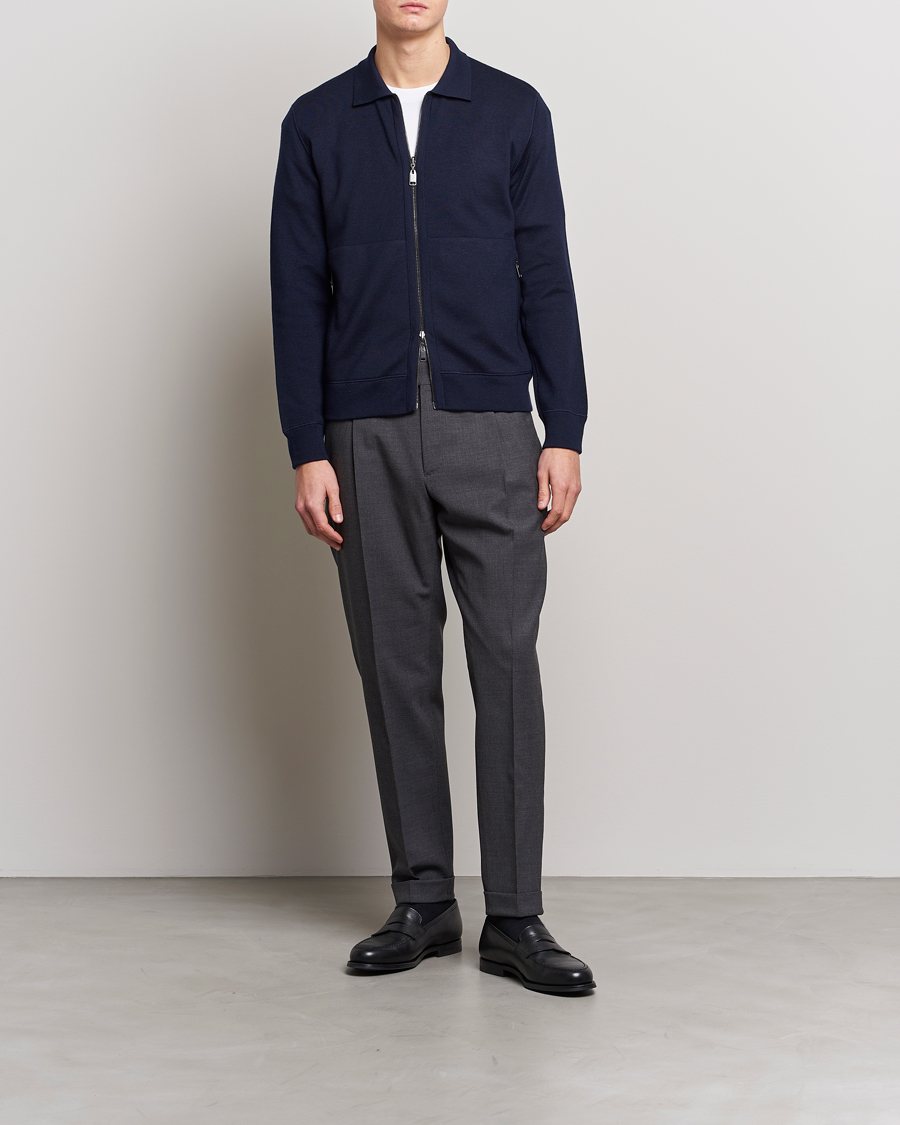 Herr | Tröjor | Brioni | Cashmere/Silk Zip Cardigan Navy