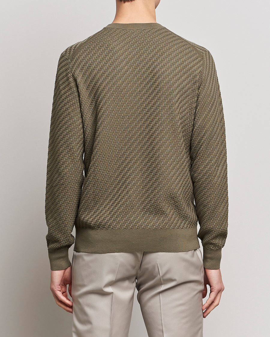 Herr | Tröjor | Brioni | Basket Stitch Crew Neck Sweater Olive