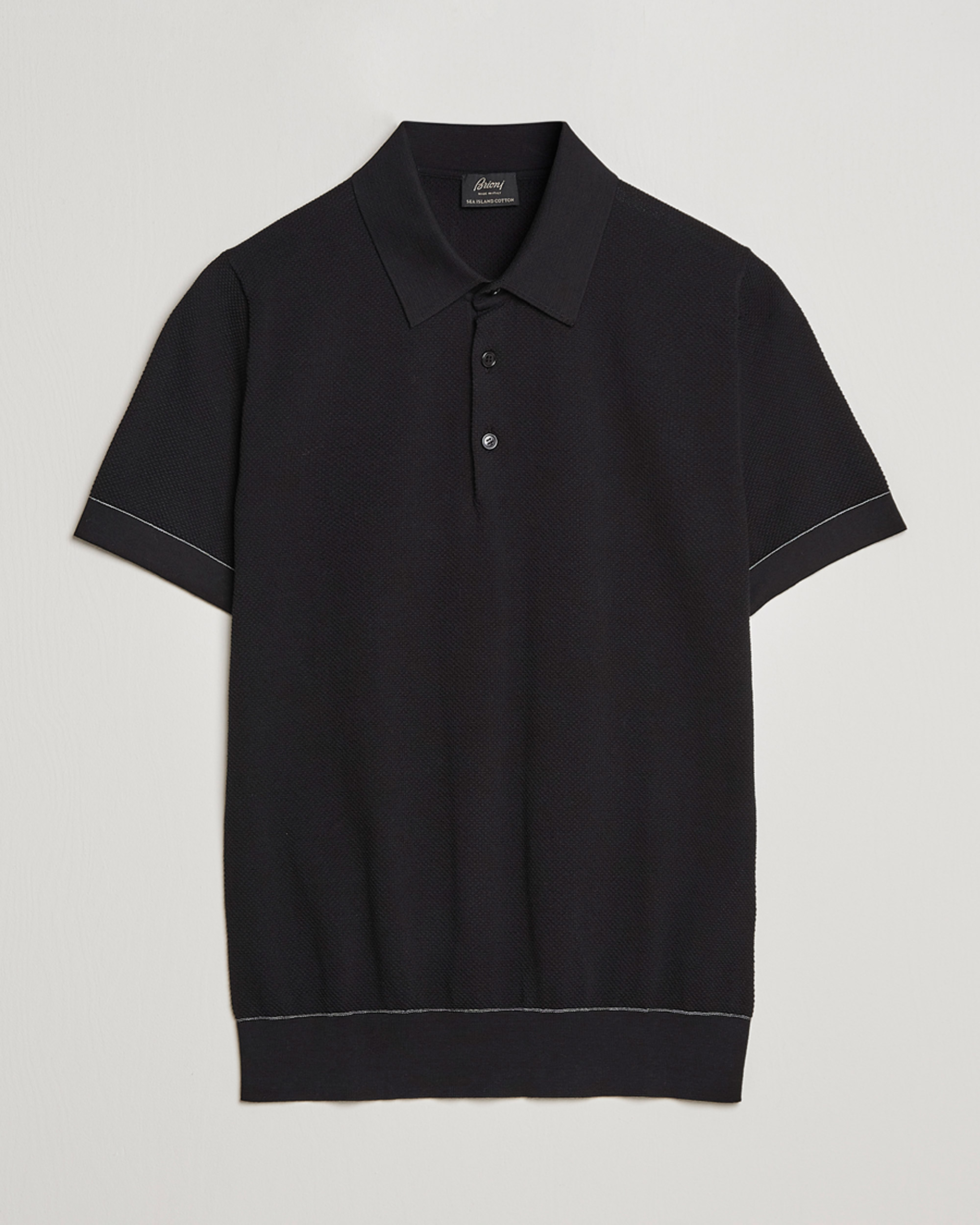 Herr | Tröjor | Brioni | Sea Island Knit Polo Black