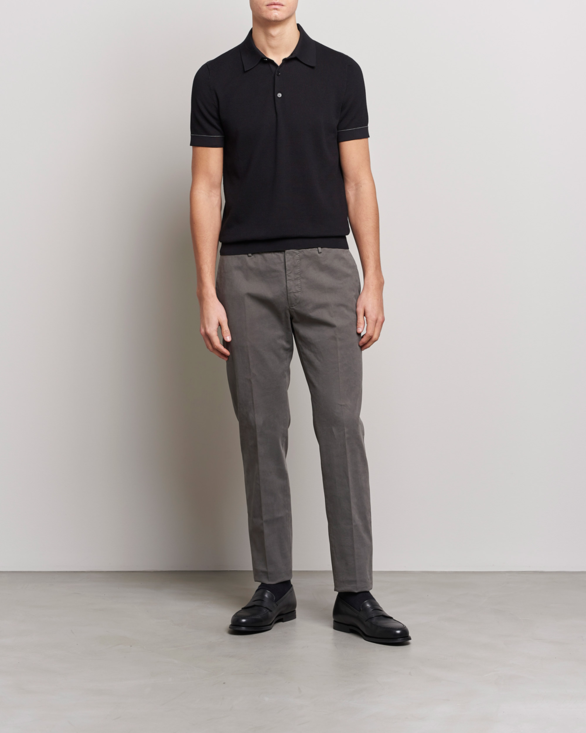Herr | Tröjor | Brioni | Sea Island Knit Polo Black