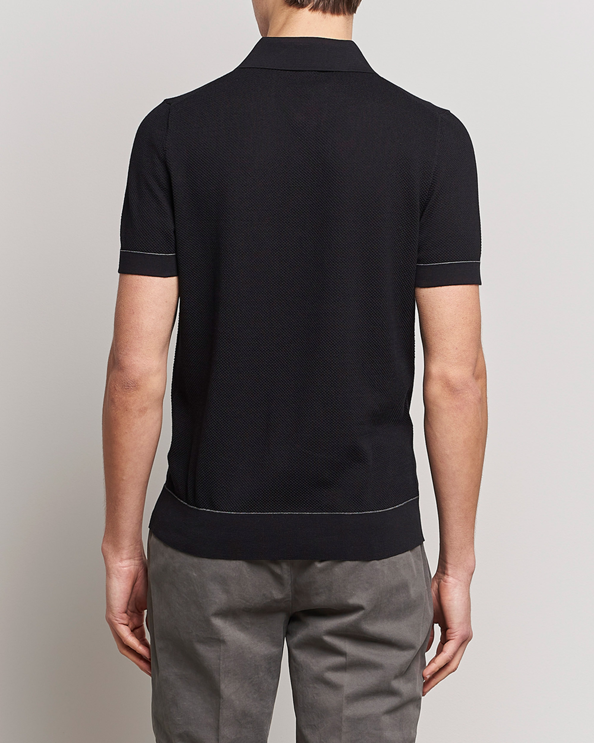 Herr | Tröjor | Brioni | Sea Island Knit Polo Black