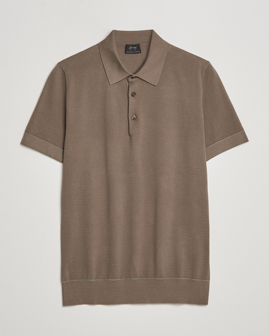 Herr | Tröjor | Brioni | Sea Island Knit Polo Olive