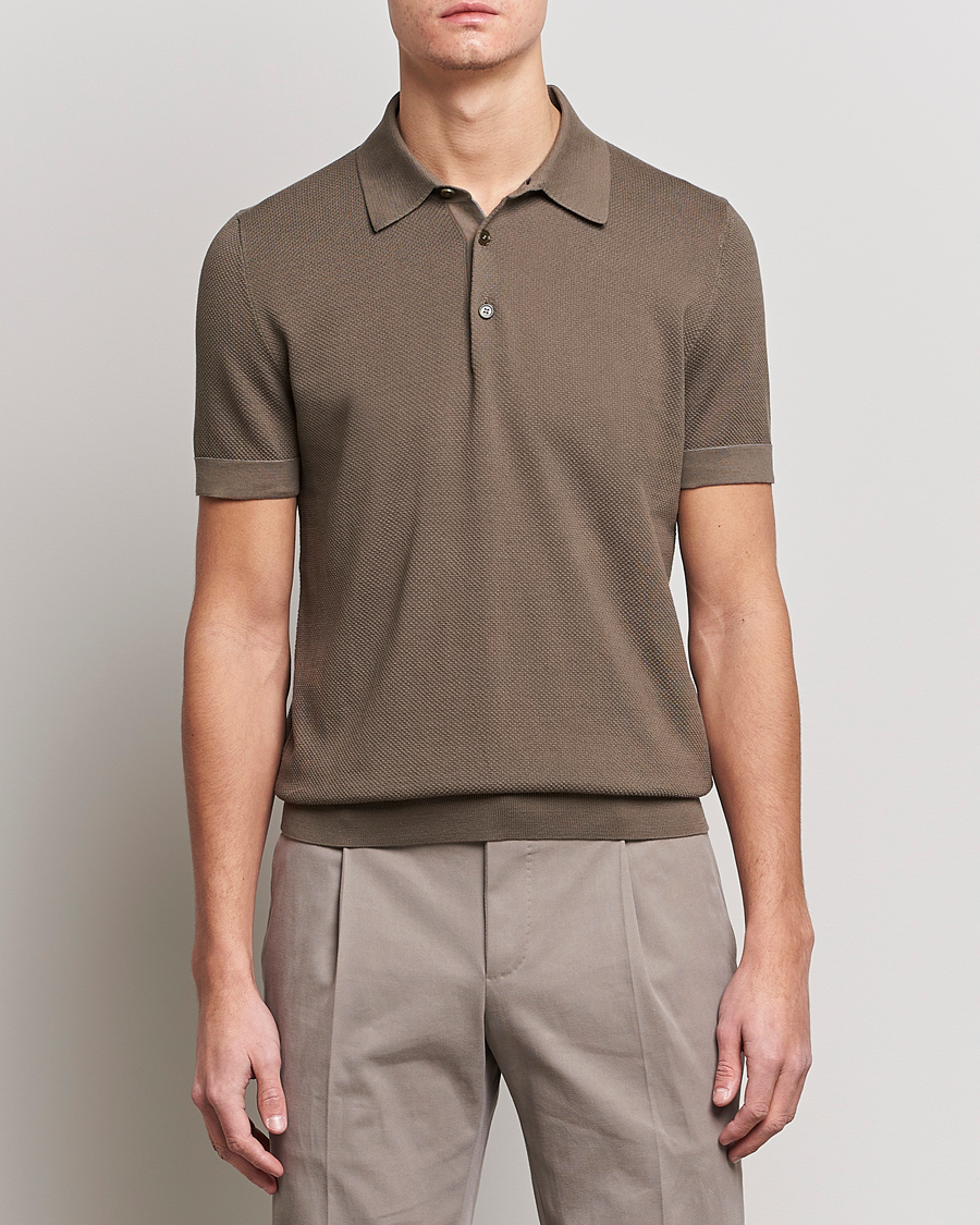 Herr | Tröjor | Brioni | Sea Island Knit Polo Olive