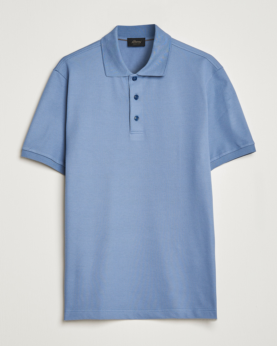 Herr | Pikéer | Brioni | Mercerized Cotton Piquet Light Blue