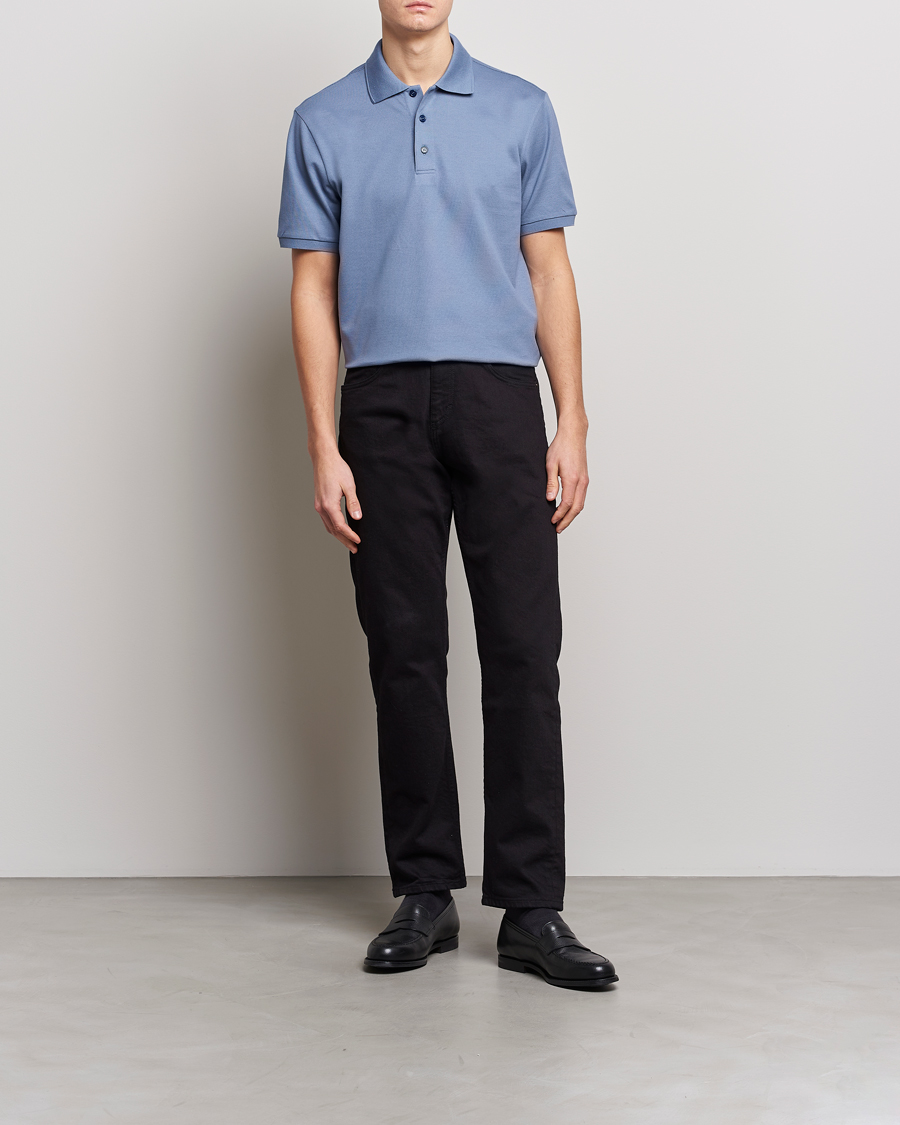 Herr | Pikéer | Brioni | Mercerized Cotton Piquet Light Blue
