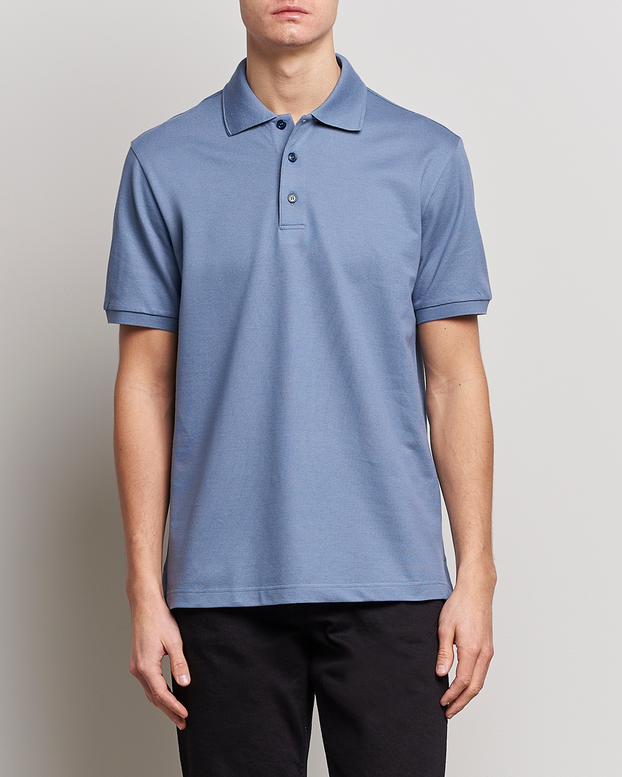 Herr | Pikéer | Brioni | Mercerized Cotton Piquet Light Blue