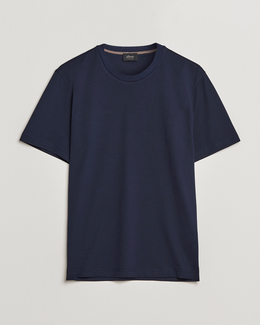 Herr | T-Shirts | Brioni | Short Sleeve Cotton T-Shirt Navy
