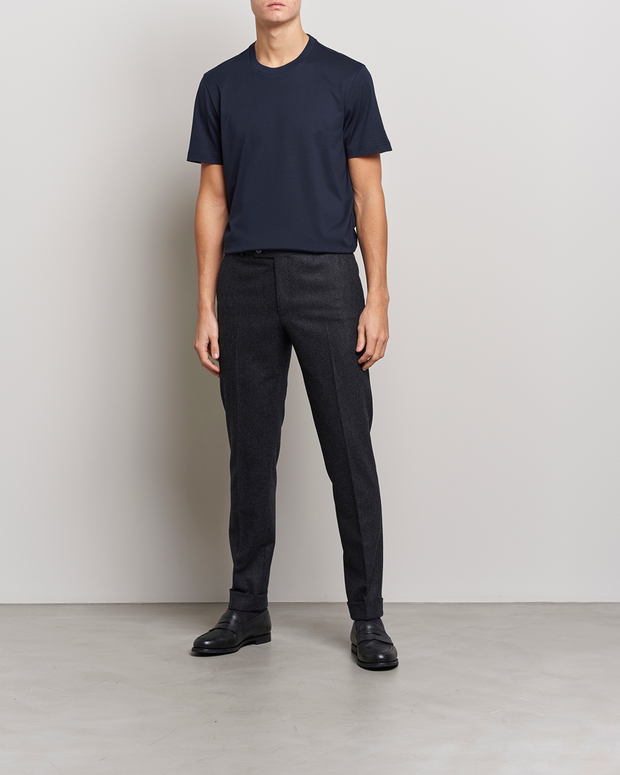 Herr | Brioni | Brioni | Short Sleeve Cotton T-Shirt Navy