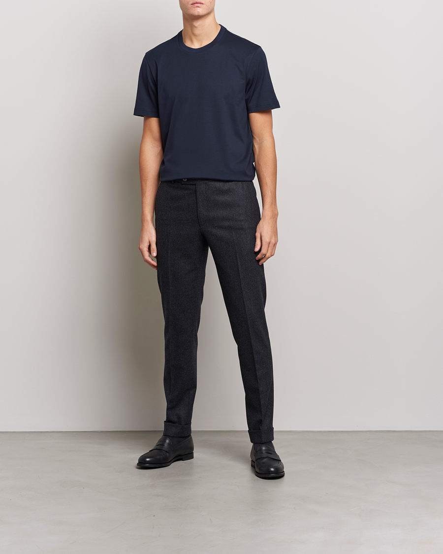 Herr | T-Shirts | Brioni | Short Sleeve Cotton T-Shirt Navy