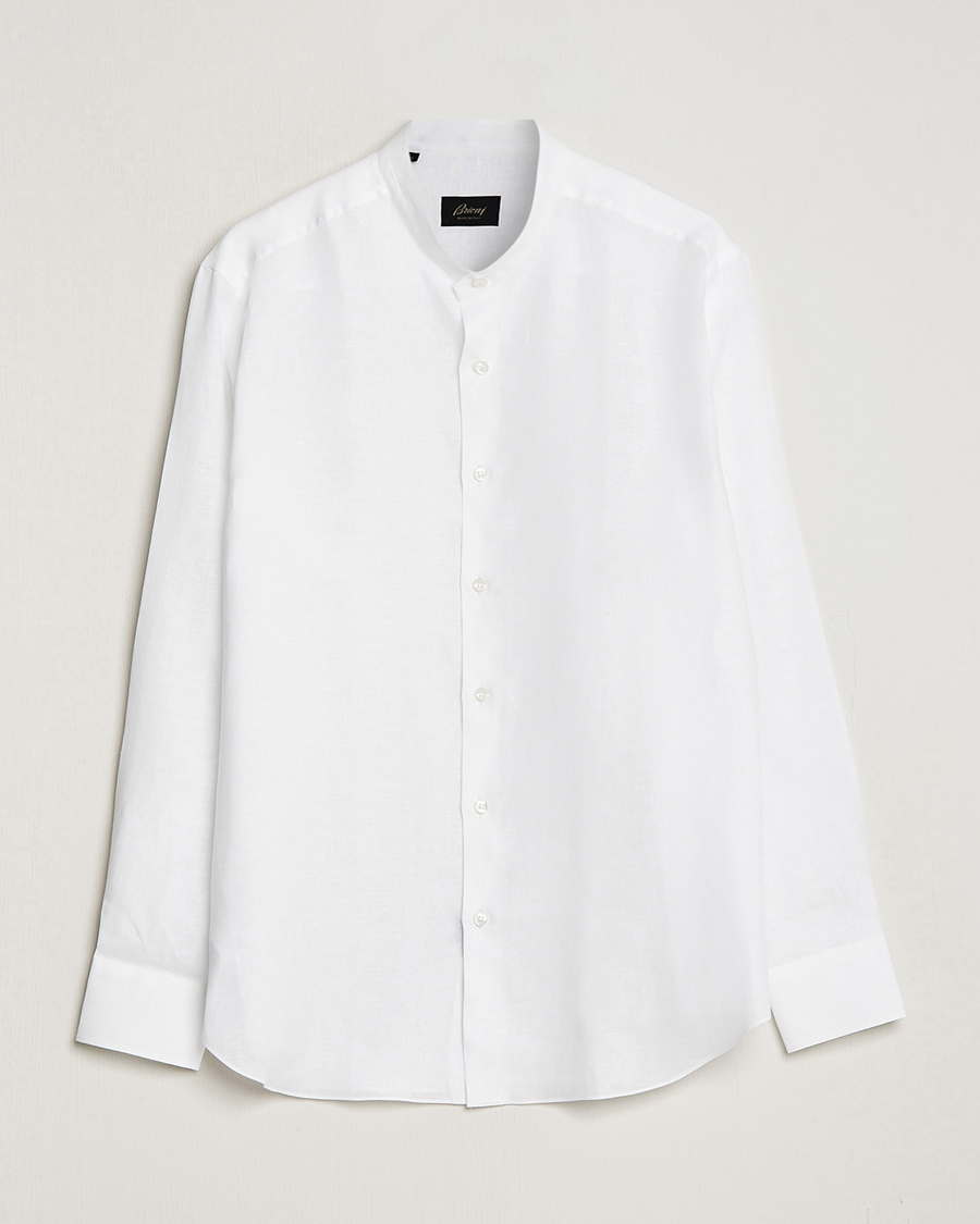 Herr | Skjortor | Brioni | Linen Guru Collar Shirt White