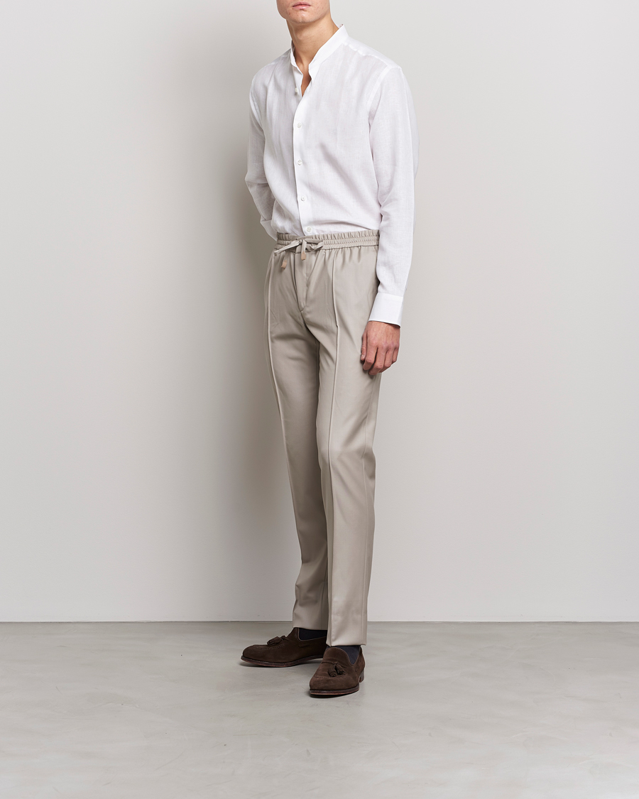Herr | Skjortor | Brioni | Linen Guru Collar Shirt White