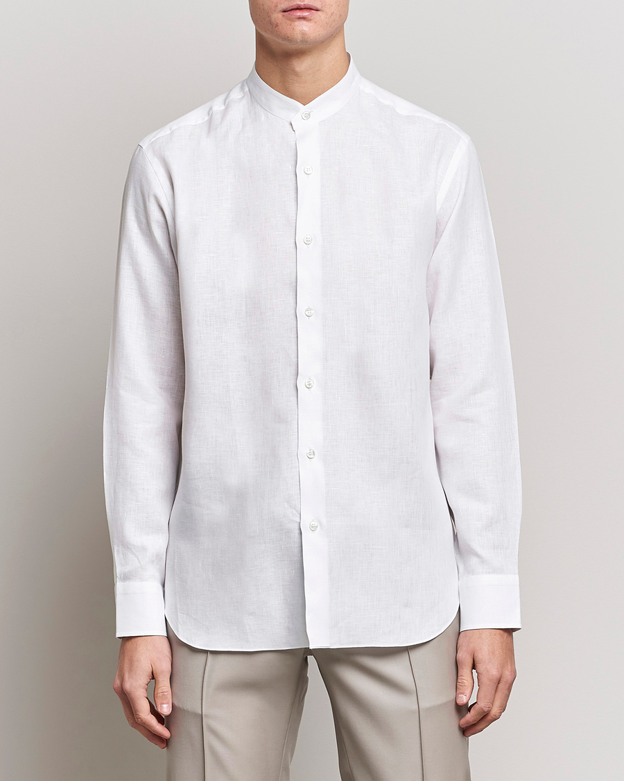 Herr | Brioni | Brioni | Linen Guru Collar Shirt White