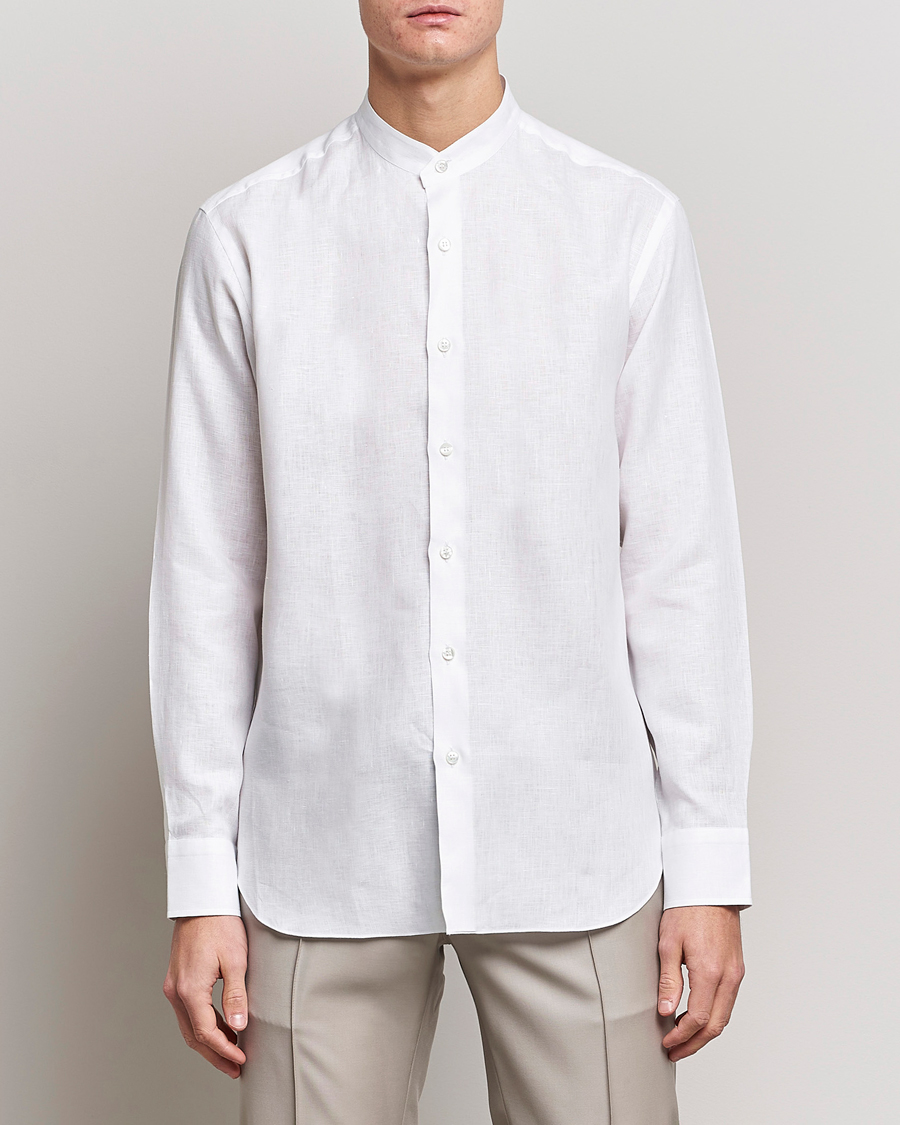 Herr | Skjortor | Brioni | Linen Guru Collar Shirt White