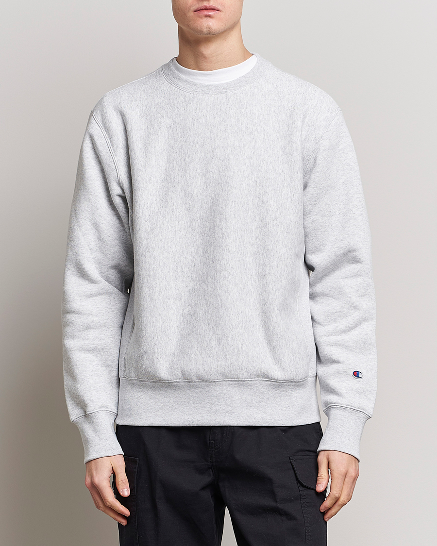Herr | Grå Sweatshirts | Champion | Reverse Weave Soft Fleece Sweatshirt Grey Melange