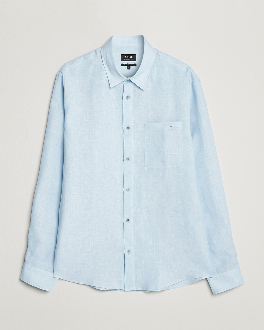 Herr | Skjortor | A.P.C. | Cassel Linen Shirt Light Blue