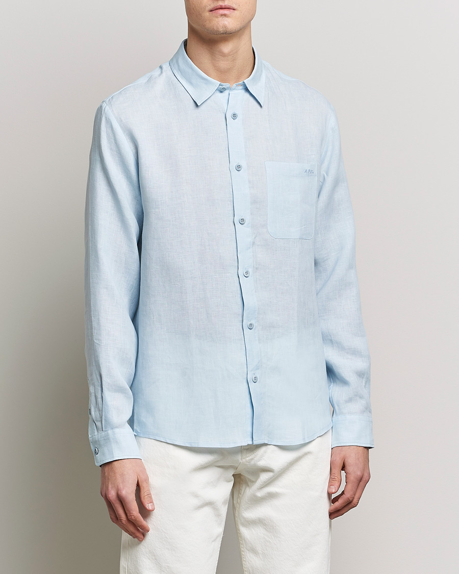 Herr | Linneskjortor | A.P.C. | Cassel Linen Shirt Light Blue