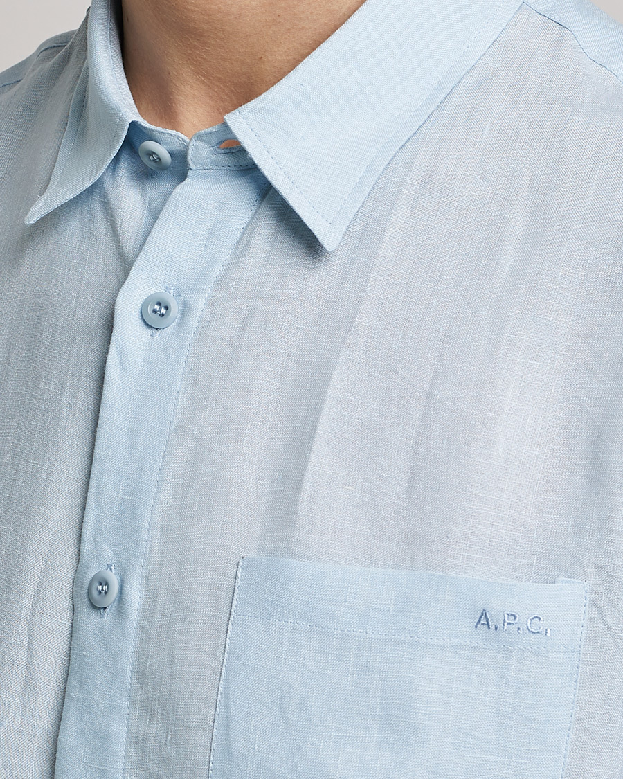 Herr | Skjortor | A.P.C. | Cassel Linen Shirt Light Blue