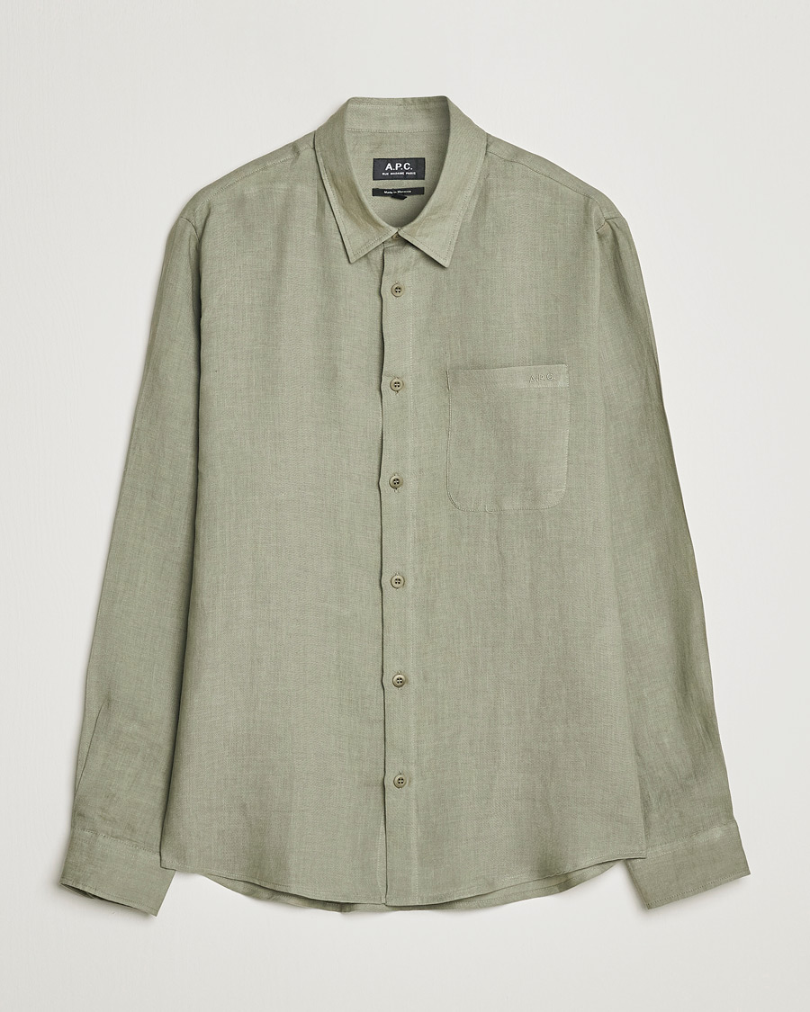 Herr | Skjortor | A.P.C. | Cassel Linen Shirt Light Olive