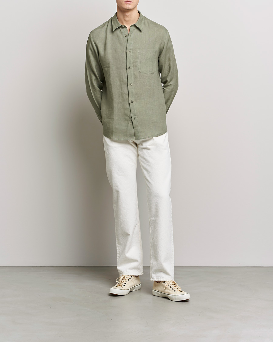 Herr | Skjortor | A.P.C. | Cassel Linen Shirt Light Olive