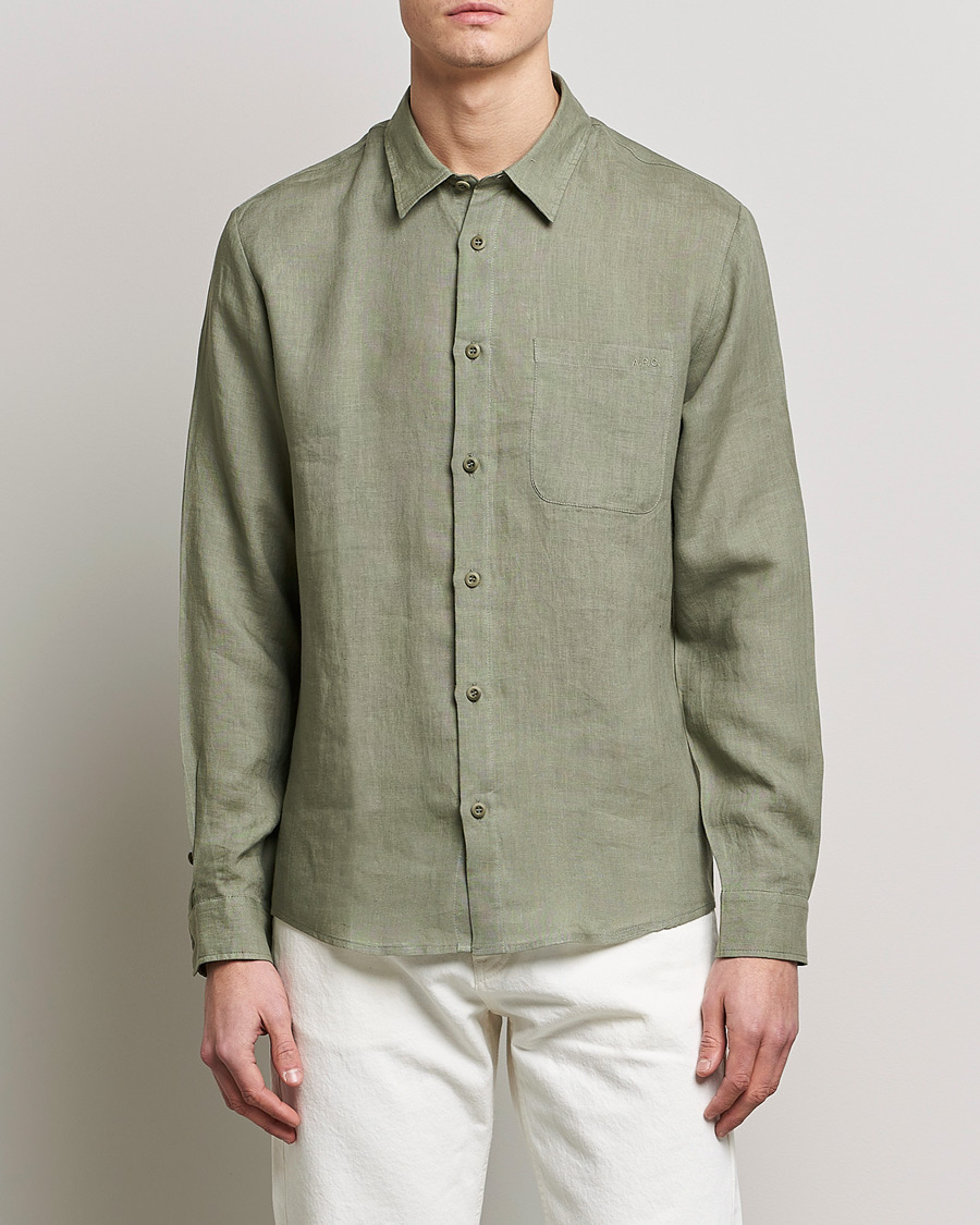 Herr | Linneskjortor | A.P.C. | Cassel Linen Shirt Light Olive