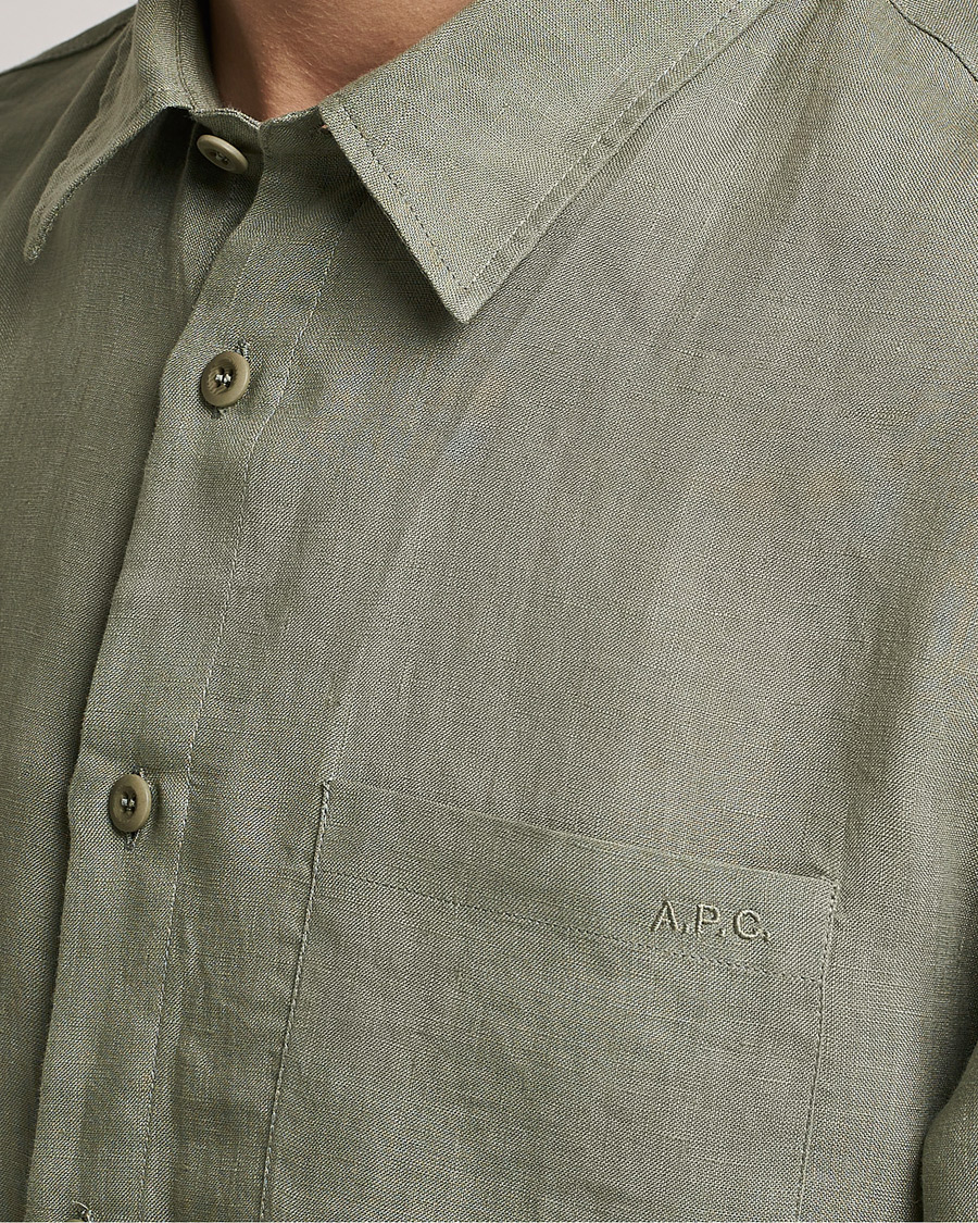 Herr | Skjortor | A.P.C. | Cassel Linen Shirt Light Olive