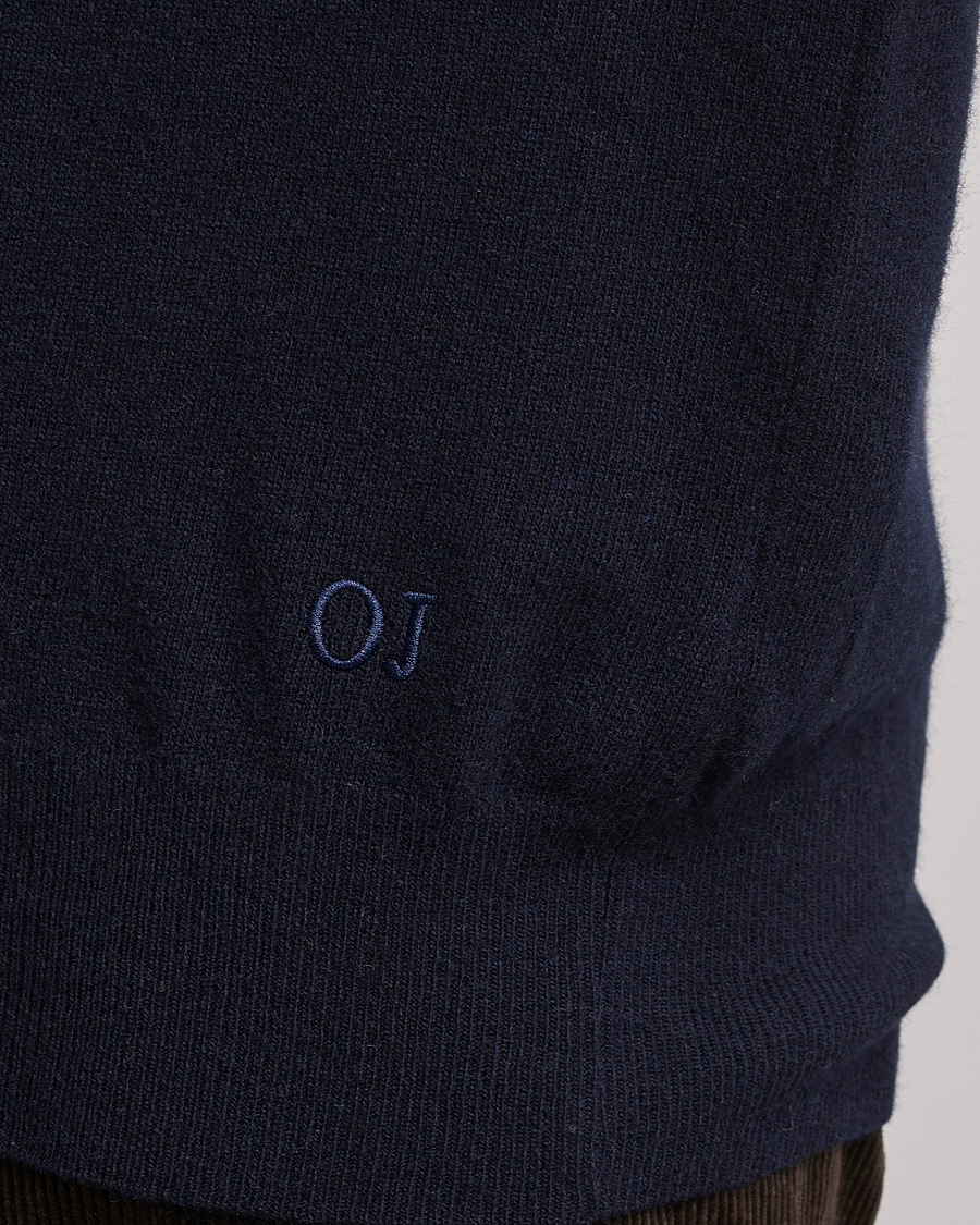 Herr | Tröjor | Oscar Jacobson | Gustaf Lambswool Raglan Crew Neck Navy
