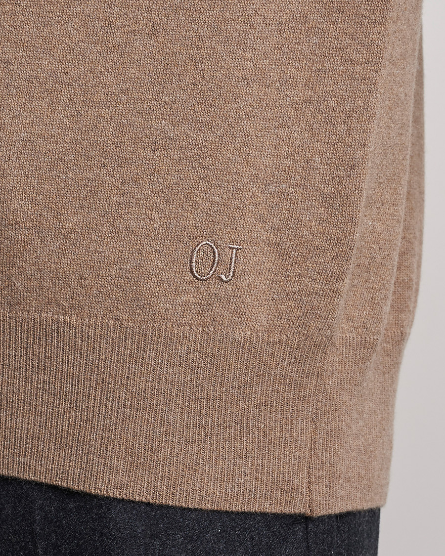 Herr | Tröjor | Oscar Jacobson | Gustaf Lambswool Raglan Crew Neck Camel